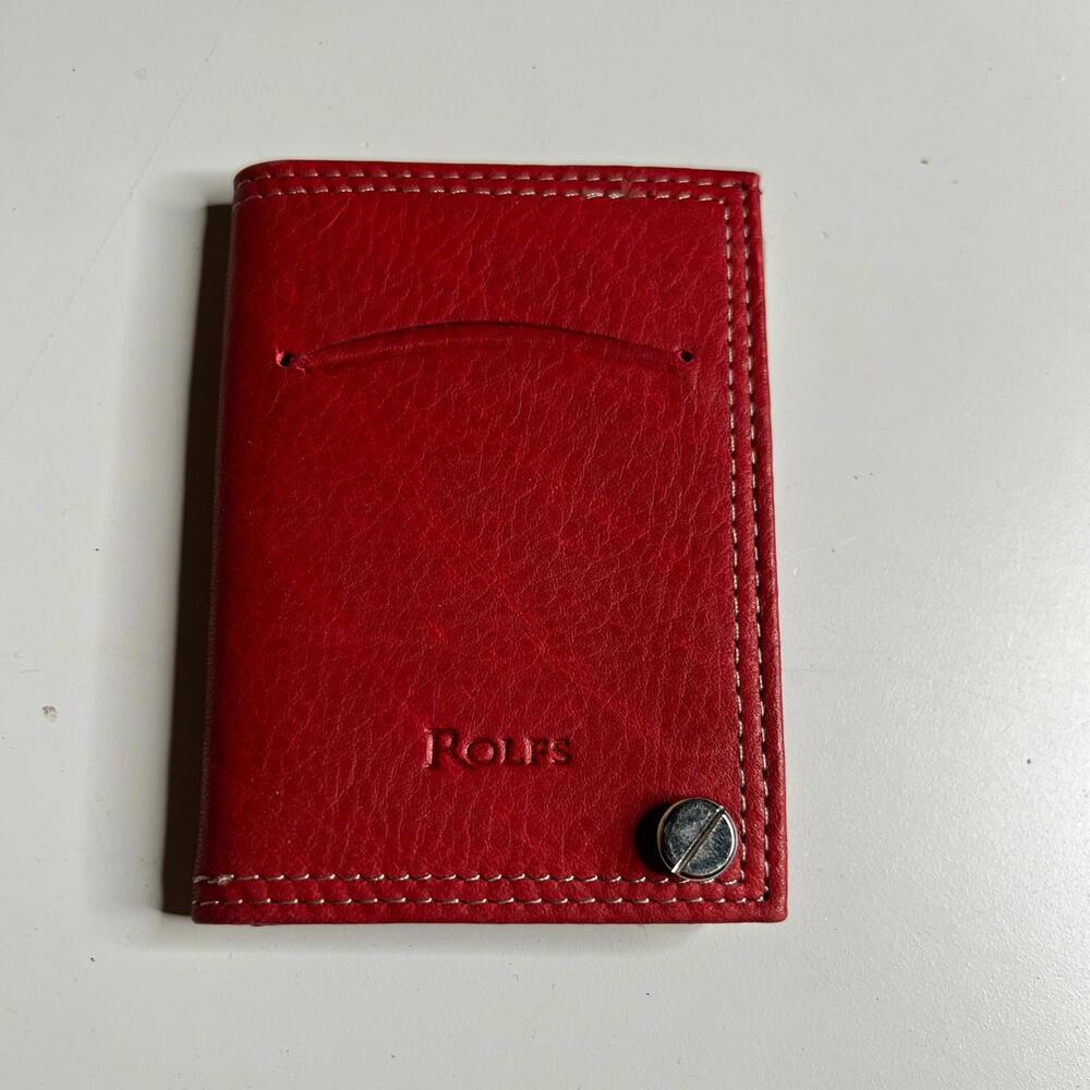 Rolfs Red Leather Credit Card Holder Wallet Organizer Vintage Style USA